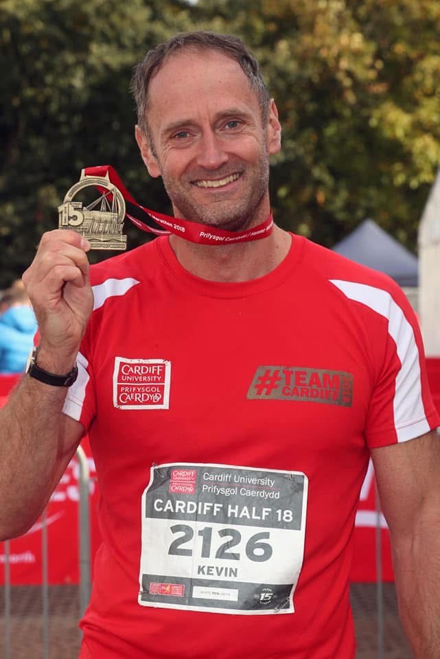 Kevin - Max's dad after completing The Cardiff Half Marathon in 2018.