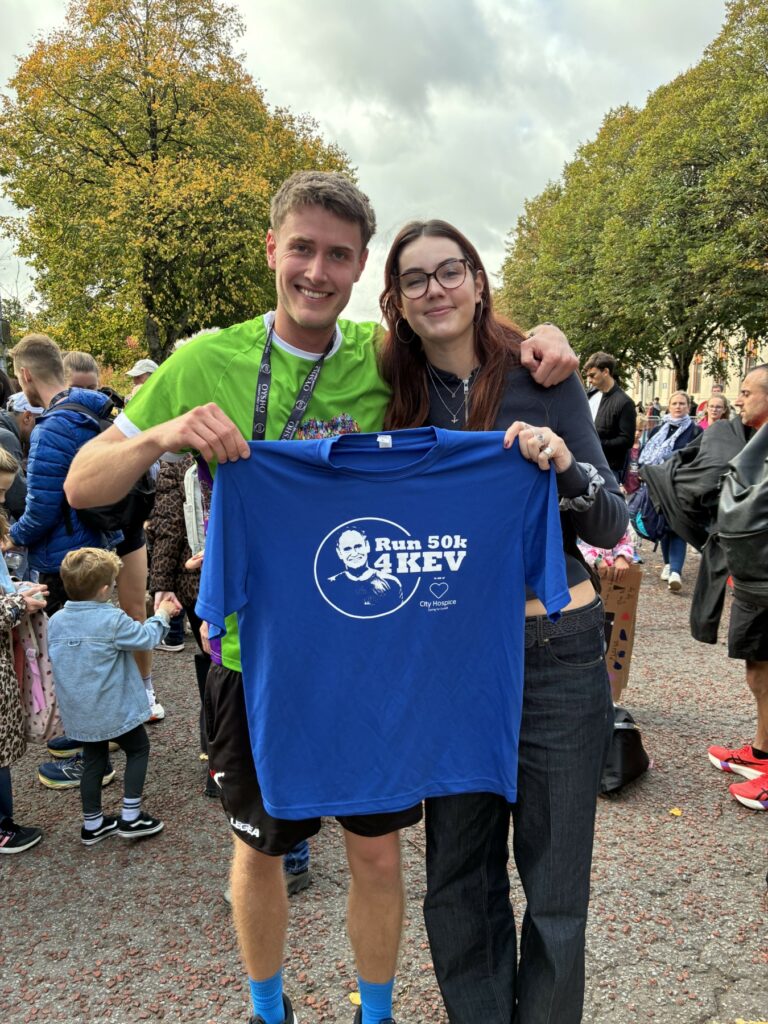 Max after completing his challenge to run 50K for Kev in memory of his dad in readiness to emark on his first marathon.